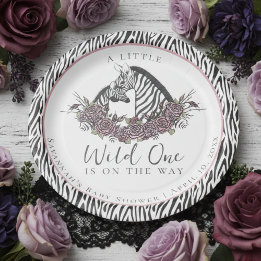 Zebra Safari Baby Shower Little Wild One Party ペーパープレート