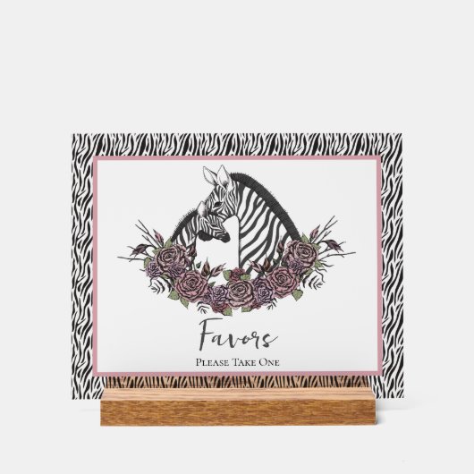 Zebra Safari Favors Please Take One Baby Shower アクリルサイン (正面)