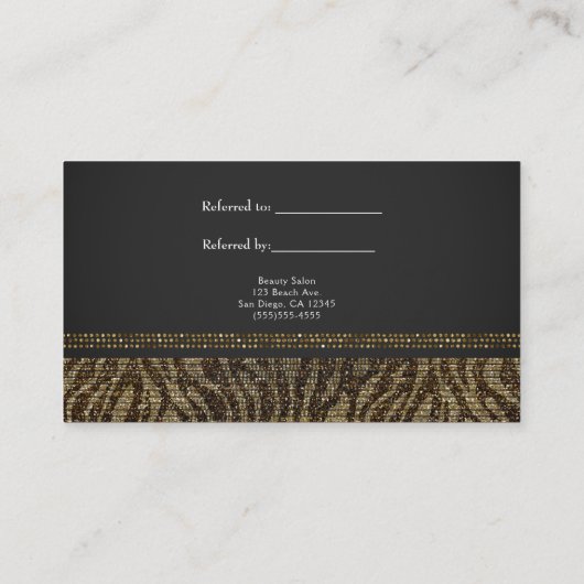 Zebra Sparkle Secomins Glam Chic Refer a Friend 紹介カード (裏面)