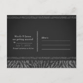 Zebra Sparkle Silver & Black Glam Save the Date 案内ポストカード (裏面)