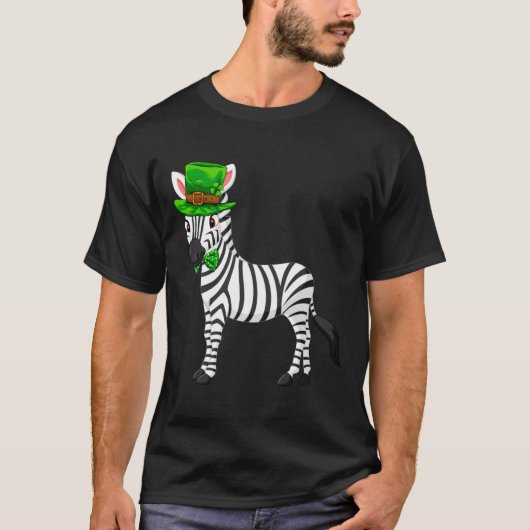 Zebra St Patrick S Day With A Leprechaun Hat Long Tシャツ (正面)