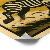 Zebra Stampede Retro Safari Art ポスター (角)