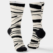 Zebra Stripe Animal Print Premium Crew Socks ソックス (傾斜あり)