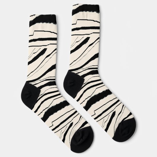 Zebra Stripe Animal Print Premium Crew Socks ソックス (右)