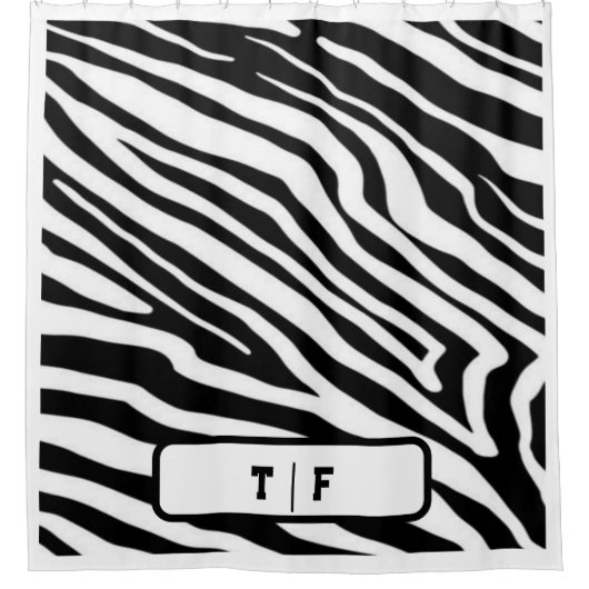 Zebra Stripe Skin Print Initial Monogram | シャワーカーテン (正面)