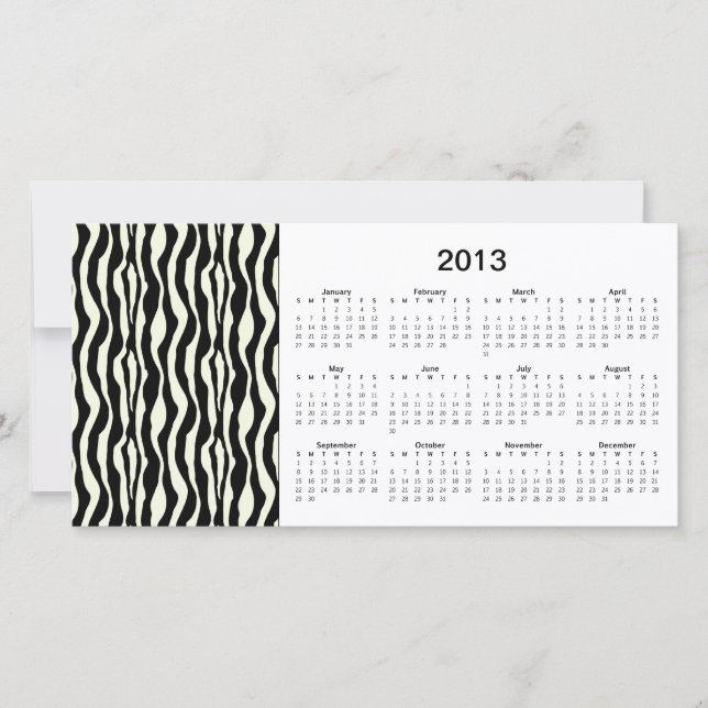 Zebra Stripes 2013カレンダーフォトカード (正面)