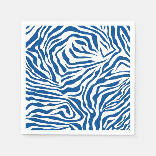Zebra Stripes Blue And White Wild Animal Print スタンダードカクテルナプキン (正面)