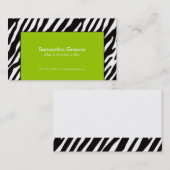 Zebra Stripes inライムMommy Calling Card コーリングカード (正面/裏面)