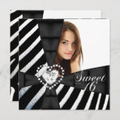 Zebra Sweet 16 Sixen Birthday Partyの写真 招待状 (正面/裏面)
