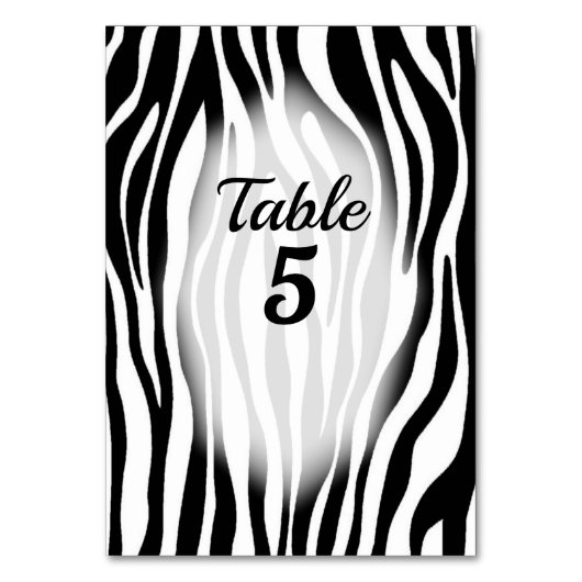 Zebra Theme Table Numbers テーブルナンバー (正面)
