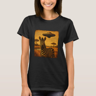 Zebra Ufo Startled Vintage Alien Sci-Fi Funny Enco Tシャツ