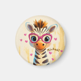Zebra Valentine's Day Heart Badge - Kids School  マグネット
