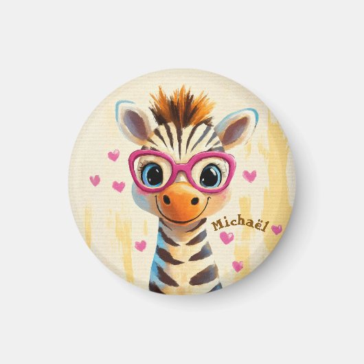 Zebra Valentine's Day Heart Badge - Kids School  マグネット (正面)