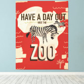 Zebra Vintage Travel Posterにアクセス。 キャンバスプリント (インサイチュ (ウッドフロア))