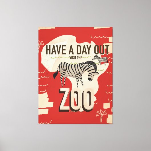 Zebra Vintage Travel Posterにアクセス。 キャンバスプリント (正面)