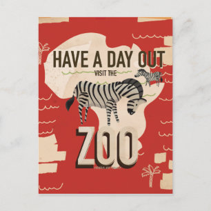 Zebra Vintage Travel Posterにアクセス。 ポストカード