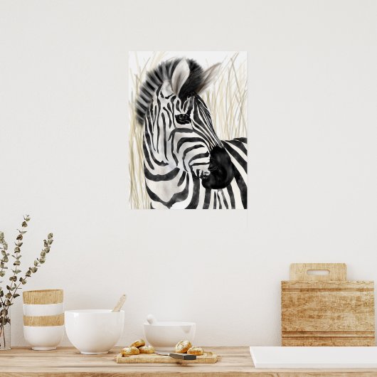 Zebra Wall Art Home Decor ポスター (キッチン)