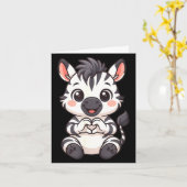 Zebra with heart women girls kids heart cute zebra カード (黄色い花)