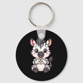 Zebra with heart women girls kids heart cute zebra キーホルダー