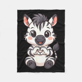 Zebra with heart women girls kids heart cute zebra フリースブランケット