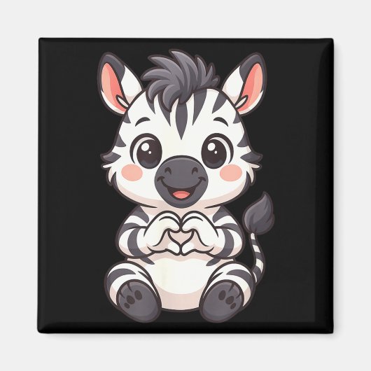 Zebra with heart women girls kids heart cute zebra マグネット (正面)