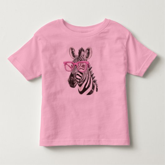Zebra with Pink Glasses トドラーTシャツ (正面)