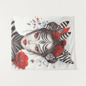 Zebra Woman – 受賞歴のあるアーポップ・アートのト タペストリー (正面(横))