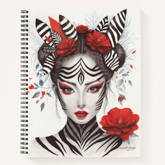 Zebra Woman – 受賞歴のあるアーポップ・アートのト ノートブック (正面)