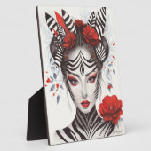 Zebra Woman – 受賞歴のあるアーポップ・アートのト フォトプラーク (側面)