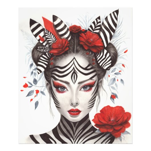 Zebra Woman – 受賞歴のあるアーポップ・アートのト フォトプリント (正面)