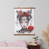 Zebra Woman – 受賞歴のあるアーポップ・アートのト 吊り下げ型タペストリー (寝室)