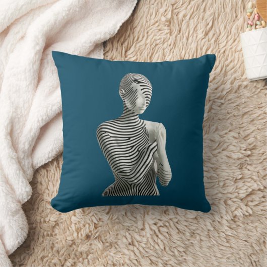 Zebra Woman Throw Pillow クッション (ブランケット)