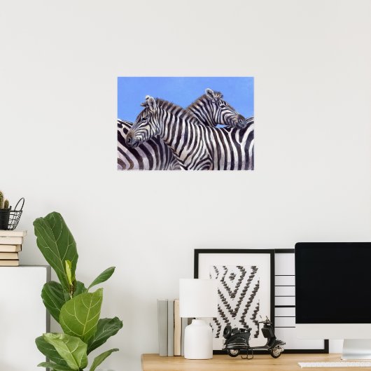 Zebras by Dona Crawshaw ポスター (ホームオフィス)