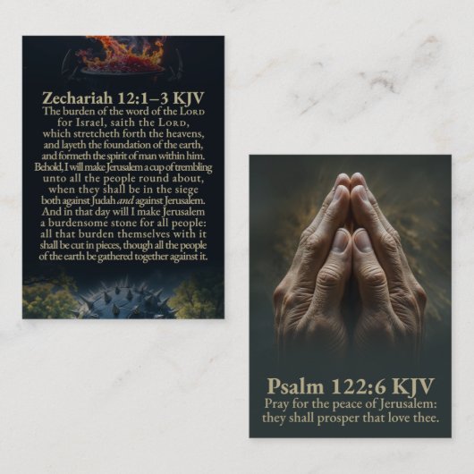 Zechariah 12:1-10 and Psalm 122:6 KJV Card 名刺 (正面/裏面)