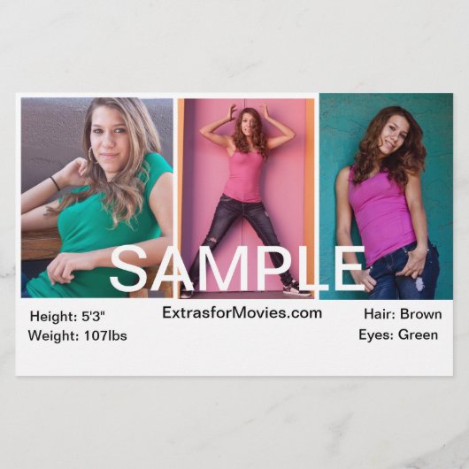 Zed Card Models - Actors Headshots チラシ (裏面)