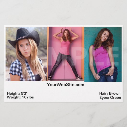 Zed Card Models - Actors Headshots チラシ (裏面)