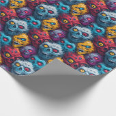 Zed Head - Neon Zombie Horde Pattern ラッピングペーパー (角)