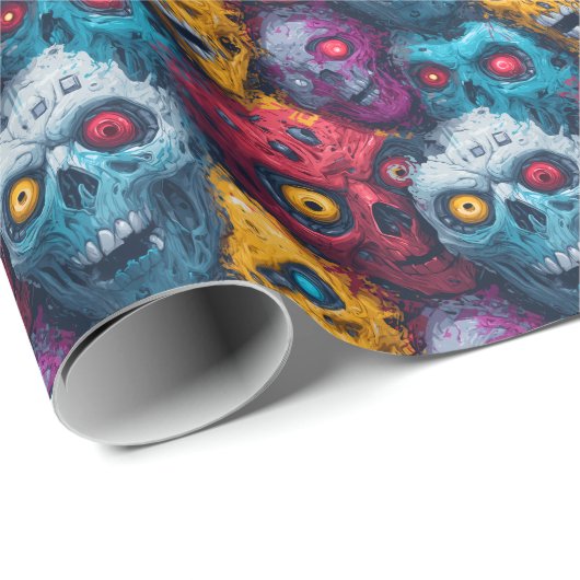 Zed Head - Neon Zombie Horde Pattern ラッピングペーパー (ロールコーナー)