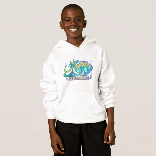 Zee Draak, sea dragon, Pixel Art Design hoody (正面フル)