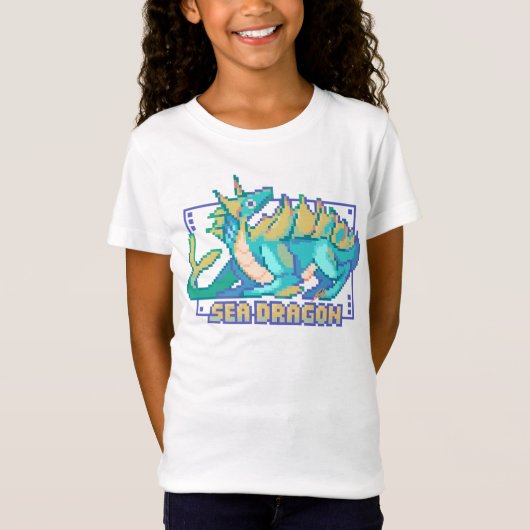 Zee Draak, sea dragon, Pixel Art Design Tshirt Tシャツ (正面)