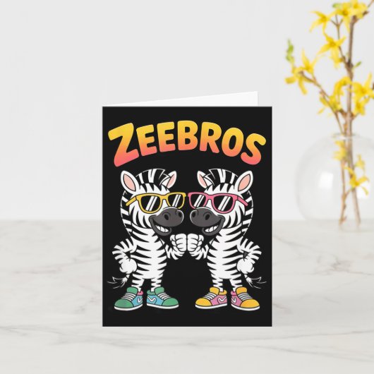 Zeebros Cute Zebra Duo Design For Zebros Lovers  カード (黄色い花)