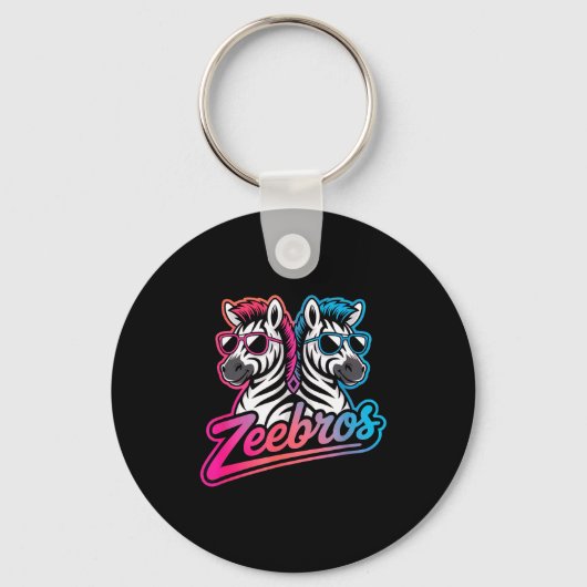 Zeebros Cute Zebra Duo Design For Zebros Lovers  キーホルダー (正面)