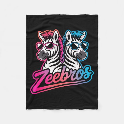 Zeebros Cute Zebra Duo Design For Zebros Lovers  フリースブランケット (正面)