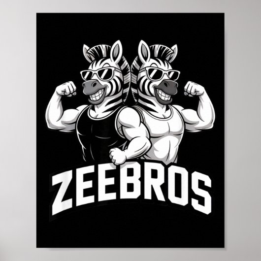 Zeebros Cute Zebra Duo Design For Zebros Lovers ポスター (正面)