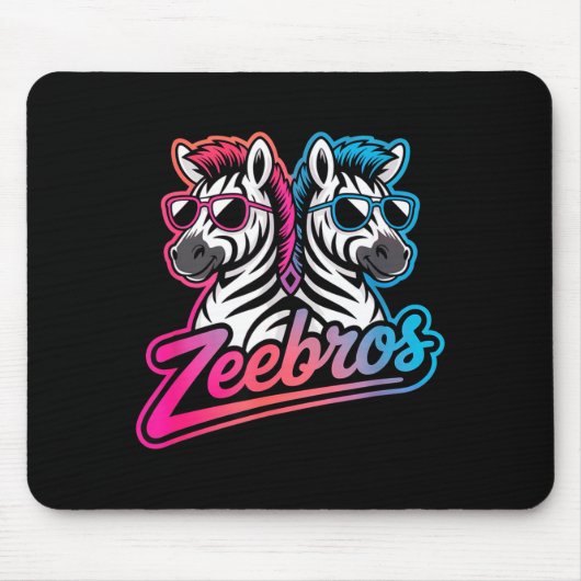 Zeebros Cute Zebra Duo Design For Zebros Lovers  マウスパッド (正面)