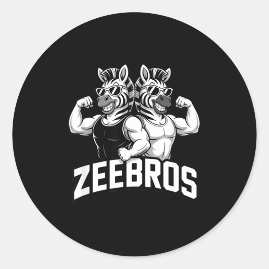 Zeebros Cute Zebra Duo Design For Zebros Lovers  ラウンドシール (正面)