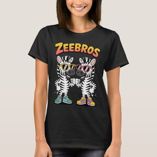 Zeebros Cute Zebra Duo Design For Zebros Lovers  Tシャツ (正面)
