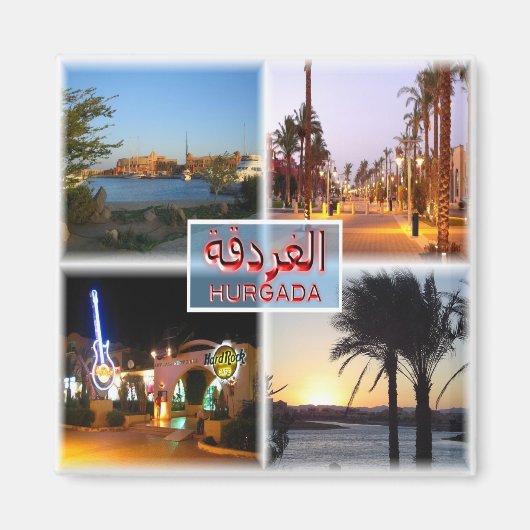 zEG059 HURGHADA,紅海,モザイク,アフリカ,冷蔵庫 マグネット (正面)