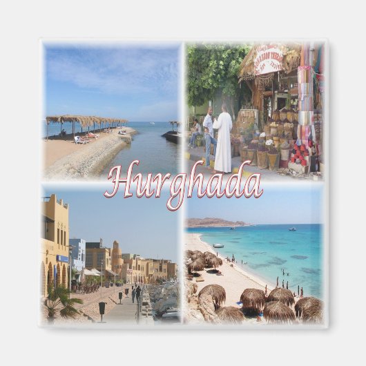zEG061 HURGHADA,紅海,モザイク,アフリカ,冷蔵庫 マグネット (正面)