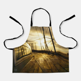 Zeiljacht bij ochtendzon met wolken lucht. エプロン